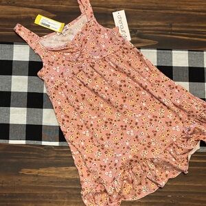 Chenault girl Lauree cinched babydoll  Floral Pink Sleeveless Dress 8